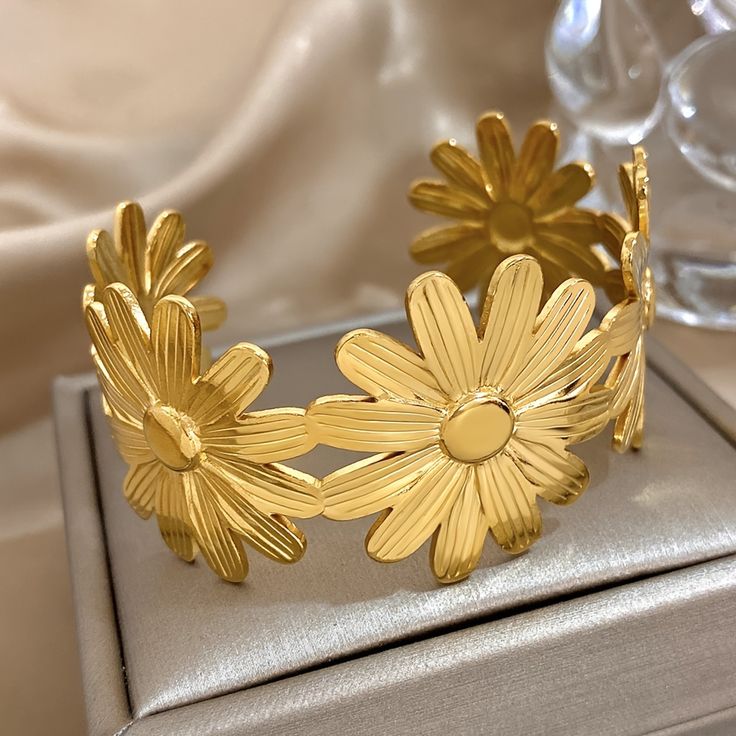 Golden Floral Handcuff/ Armcuff