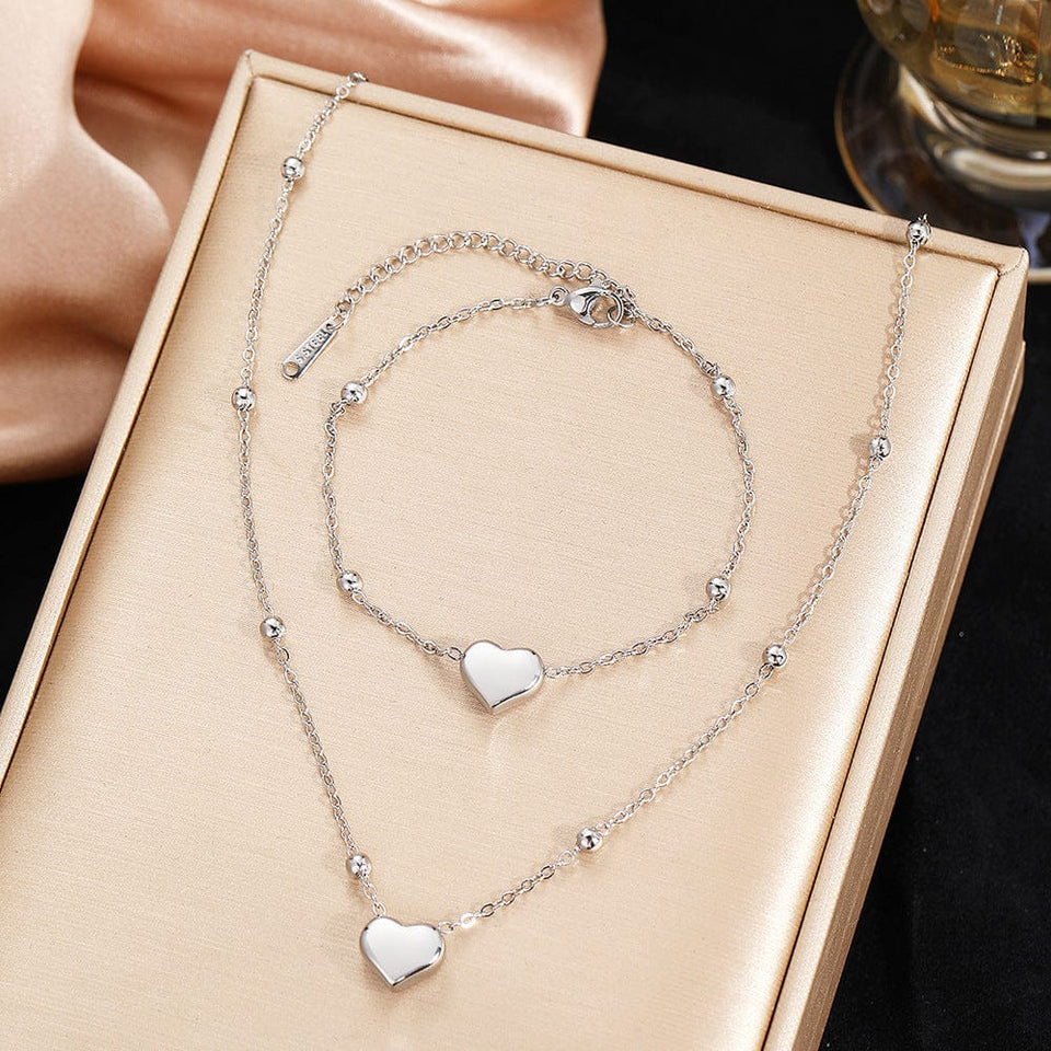 silver Heart Locket set